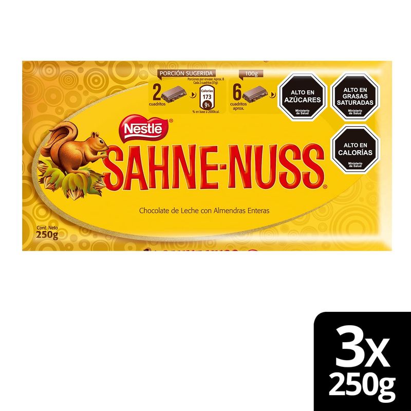 NESTLE - Chocolate Sahne-Nuss Barra 250G X3