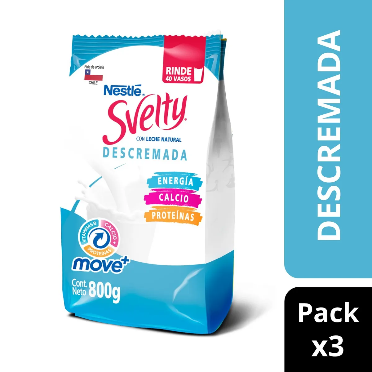 NESTLE - Leche En Polvo Svelty® Move + Descremada Bolsa 800g X3