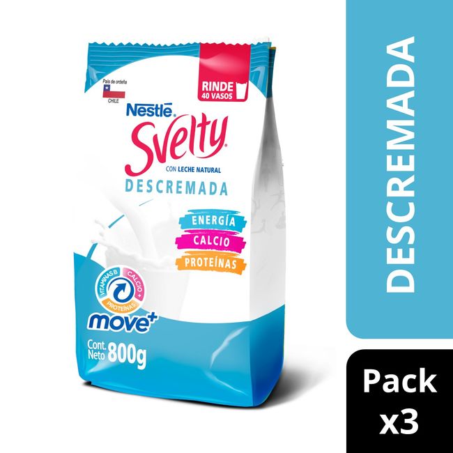 NESTLE - Leche En Polvo Svelty® Move + Descremada Bolsa 800g X3