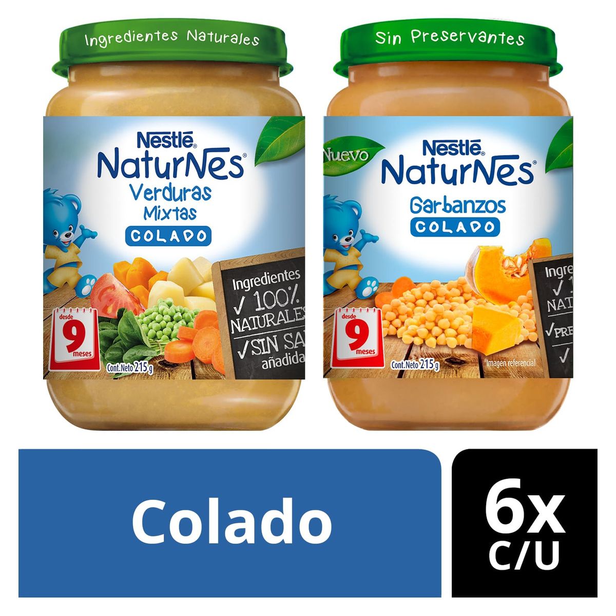 NATURNES - Colado NESTLÉ® NATURNES® Verduras mixtas y Garbanzos 215g X12 Frascos