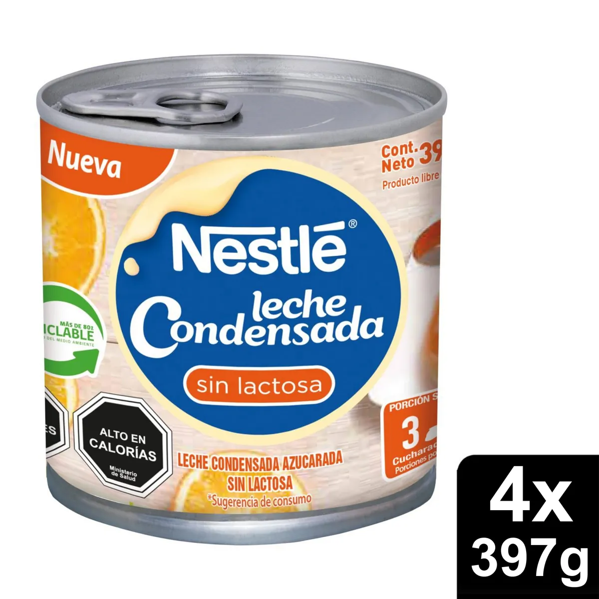 NESTLE - Leche Condensada Nestlé® Sin Lactosa Lata 397g X4 Tarros