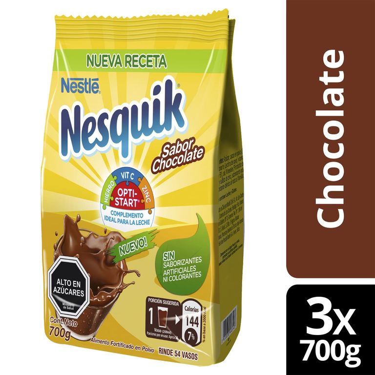 Saborizante Para Leche Nesquik Optistar Chocolate 700g X3