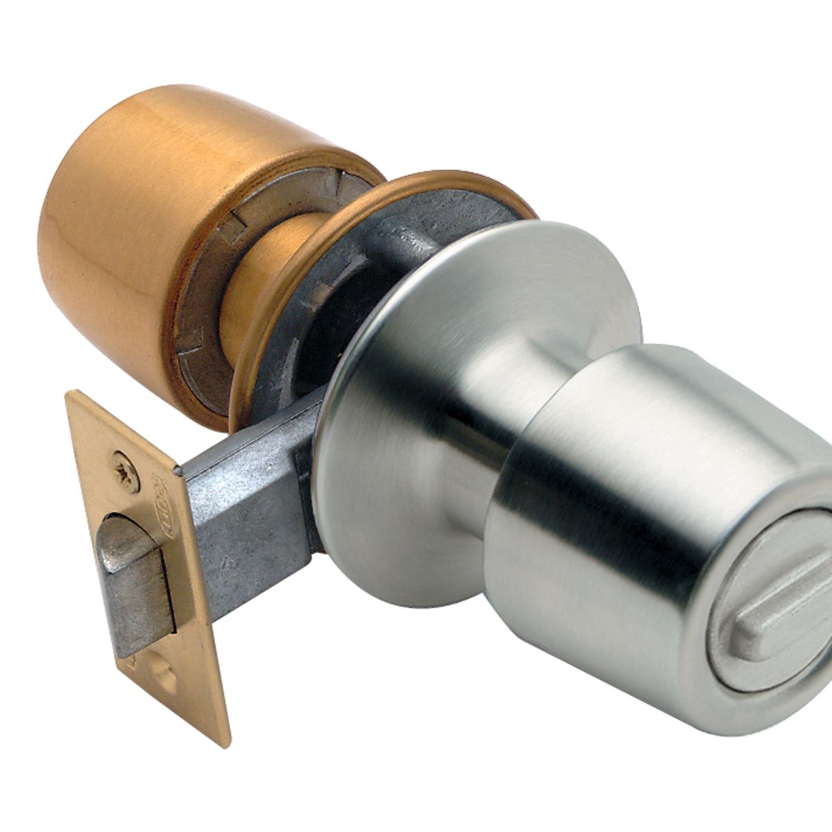 POLI - Cerradura Tubular Pomo Urbano Baño Inox-Bronce