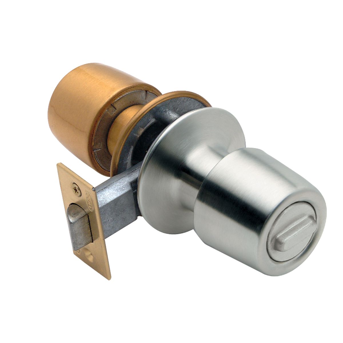 POLI - Cerradura Tubular Pomo Urbano Baño Inox-Bronce
