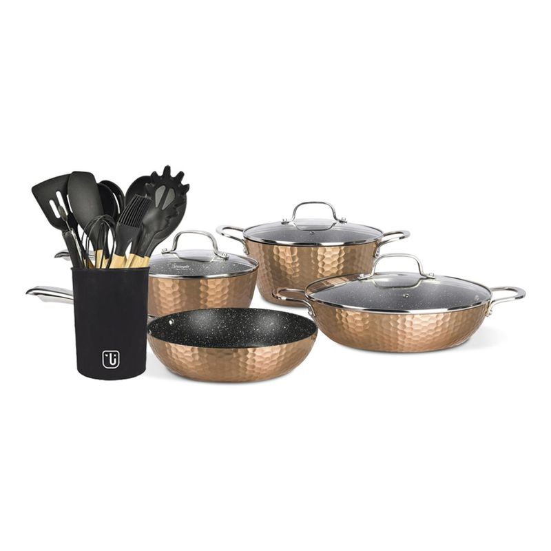 SIMPLIT - Kit Batería Cocina 7 Pza + Set 12 Utensilios Simplit
