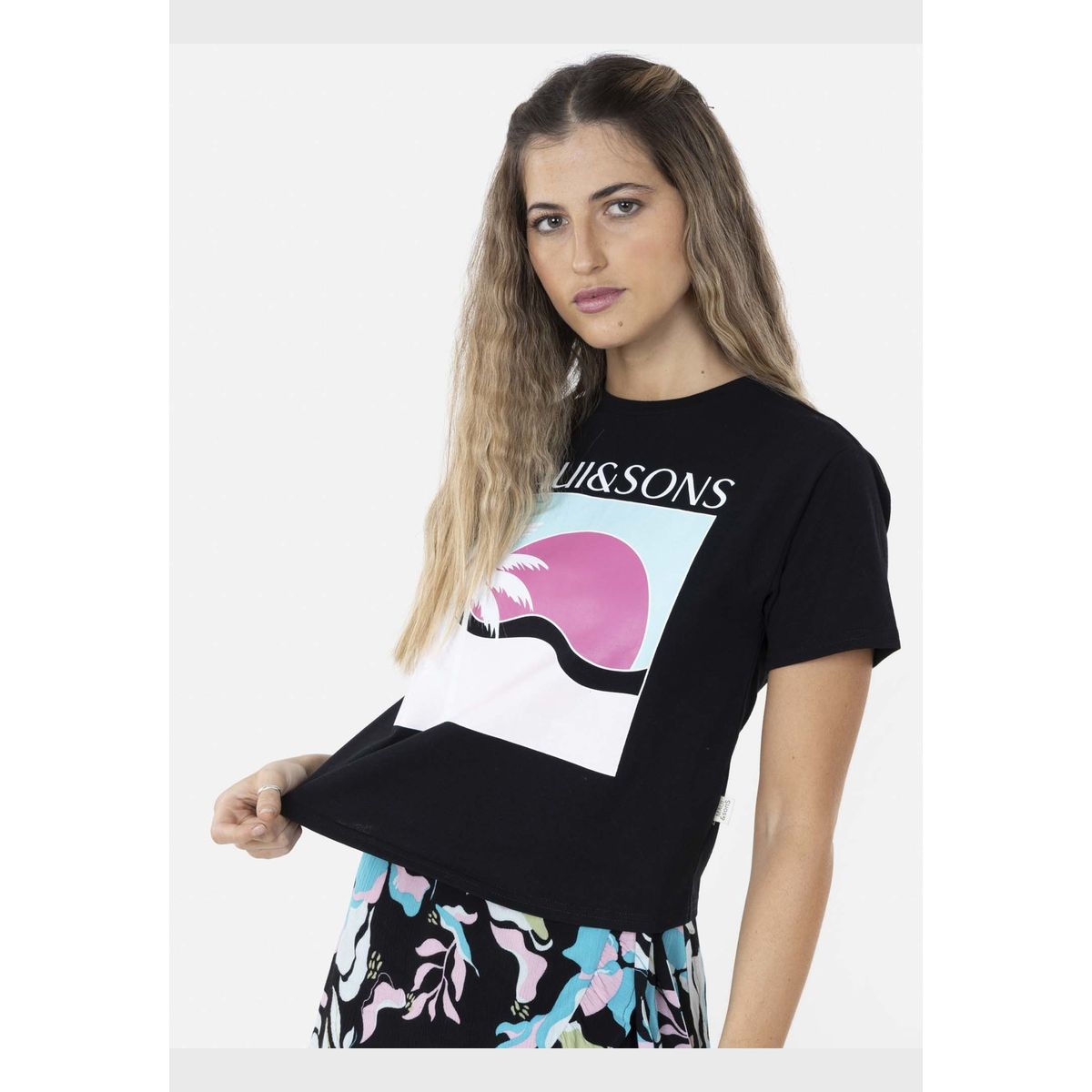 MAUI AND SONS - Polera PALM BEACH Mujer Negro Maui and Sons