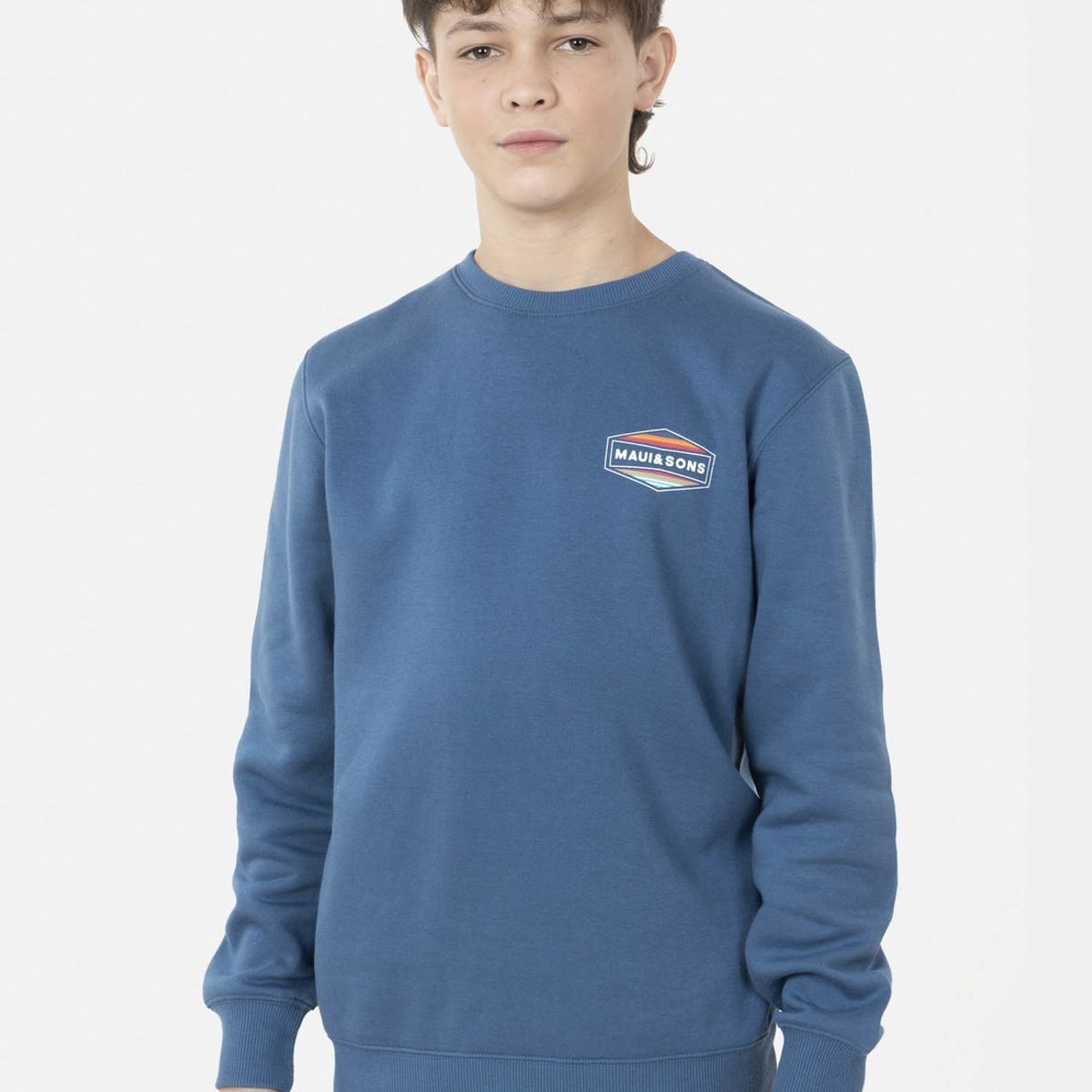 MAUI AND SONS - Poleron RETRO BADGE Juvenil Azul Maui and Sons