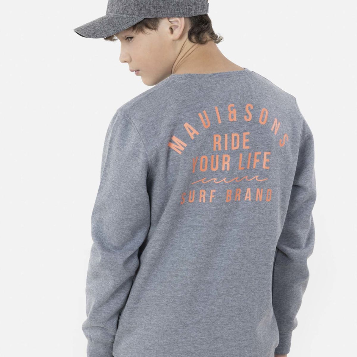 MAUI AND SONS - Poleron CALM SEA Juvenil Gris Maui and Sons