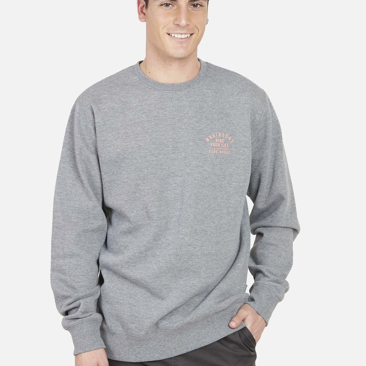 MAUI AND SONS - Poleron CALM SEA Hombre Gris Maui and Sons