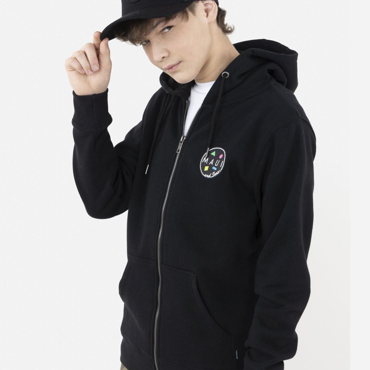 MAUI AND SONS - Poleron Fullzipper COOKIE Juvenil Negro Maui and Sons