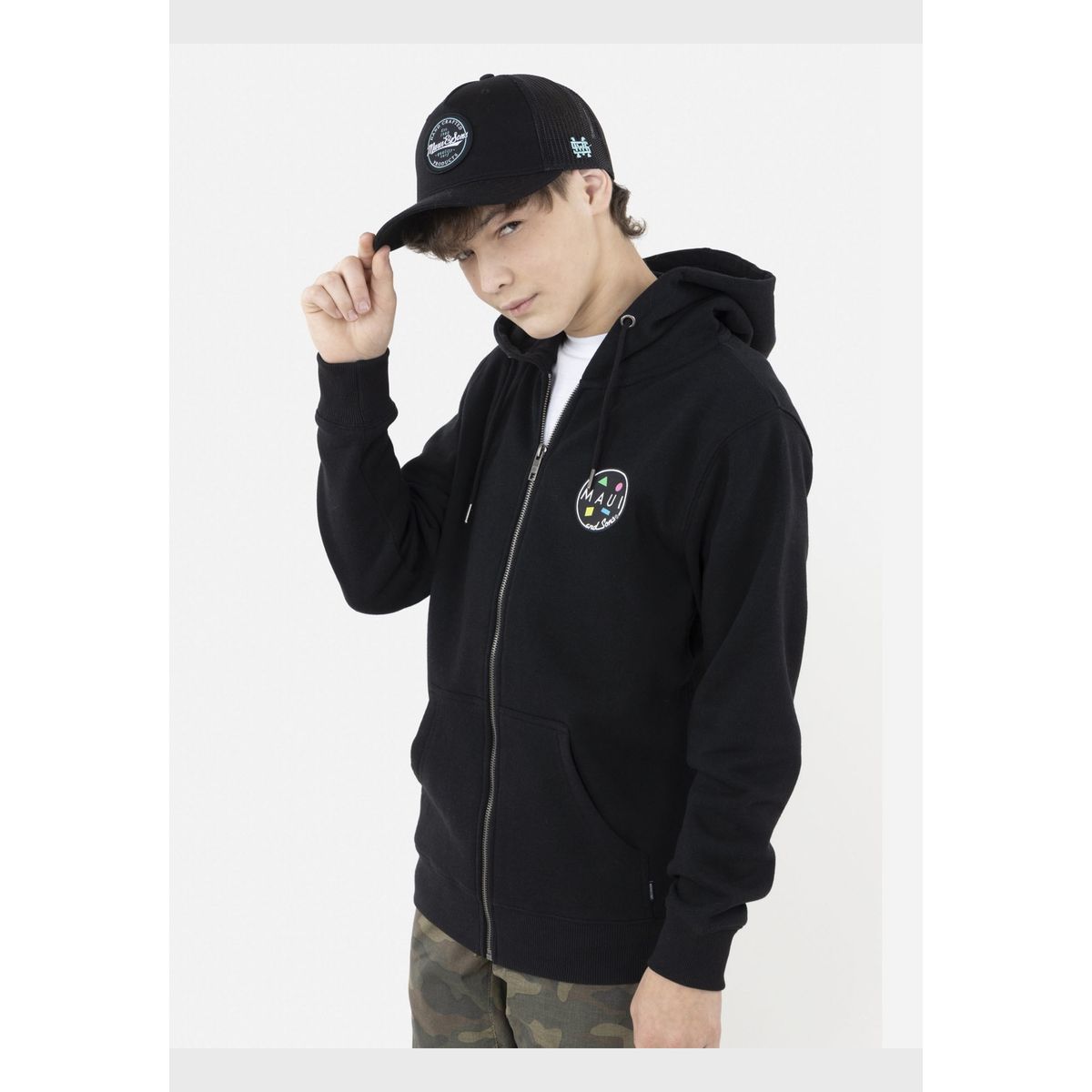 MAUI AND SONS - Poleron Fullzipper COOKIE Juvenil Negro Maui and Sons