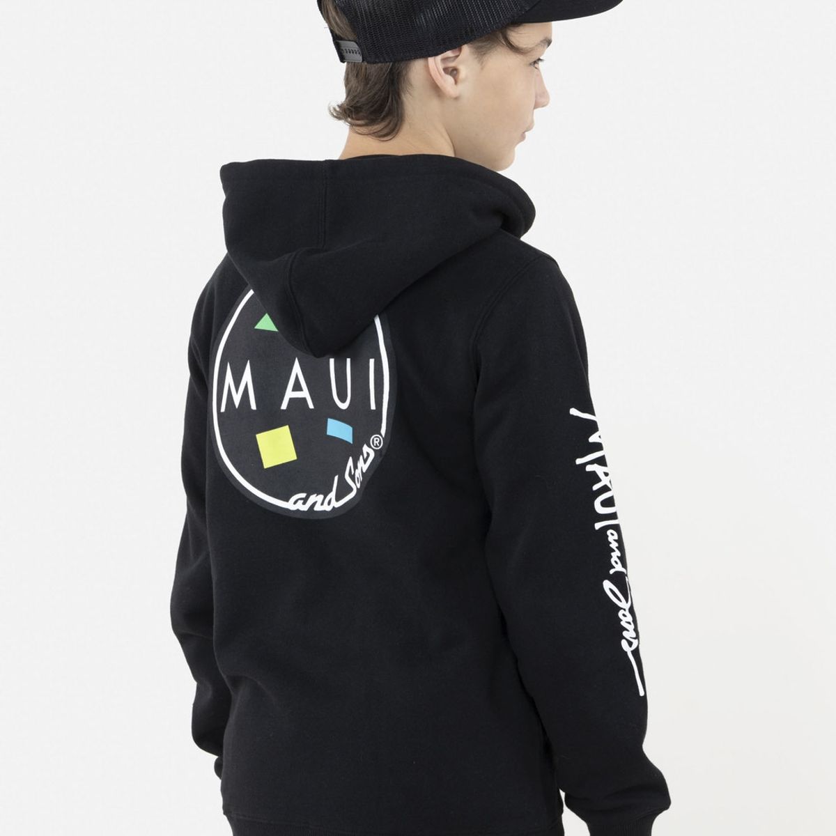 MAUI AND SONS - Poleron Fullzipper COOKIE Juvenil Negro Maui and Sons