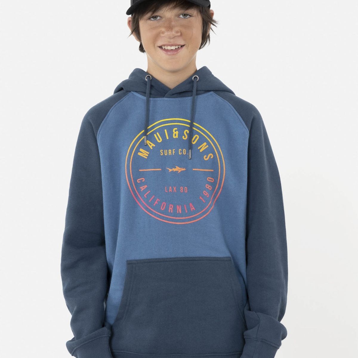 MAUI AND SONS - Poleron LAX 1980 SUNSET Juvenil Azul Maui and Sons