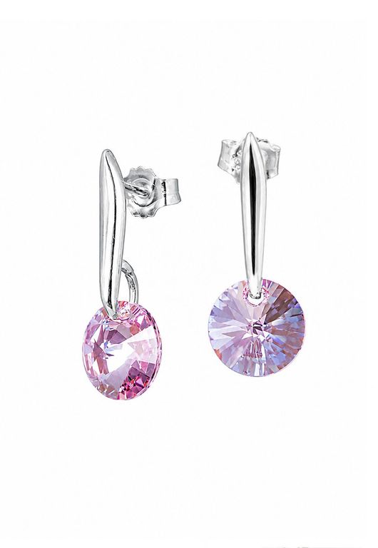 Aros Punto de Luz Plata 925 creado con cristales de Swarovski Light Rose Rosa TALLA UNICA