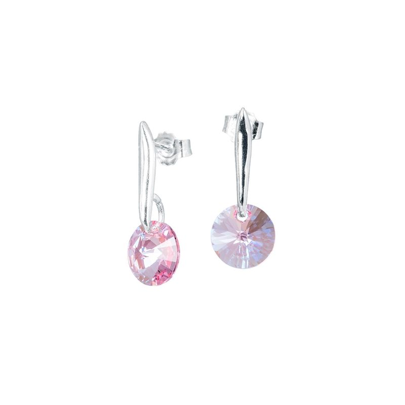 JOYAS MONTERO - Aros Punto de Luz Plata Italiana 925 y Cristal Genuino Light Rose