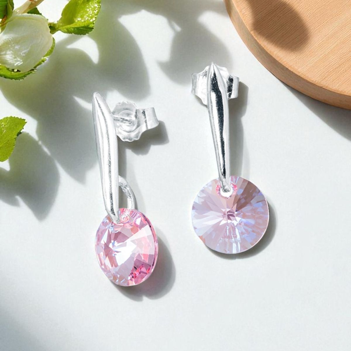 JOYAS MONTERO - Aros Punto de Luz Plata 925 creado con cristales de Swarovski® Light Rose