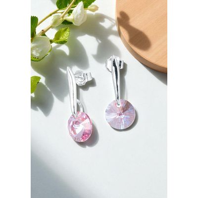 Imagen 2 del producto Aros Punto de Luz Plata 925 creado con cristales de Swarovski® Light Rose