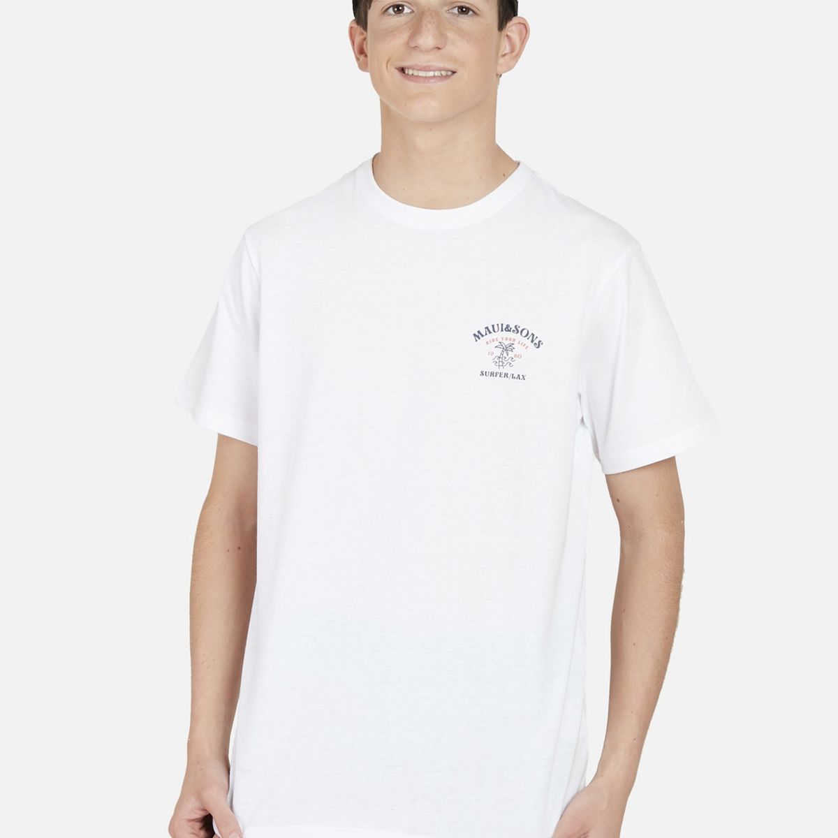 MAUI AND SONS - Polera SURFER/LAX Juvenil Blanco Maui and Sons