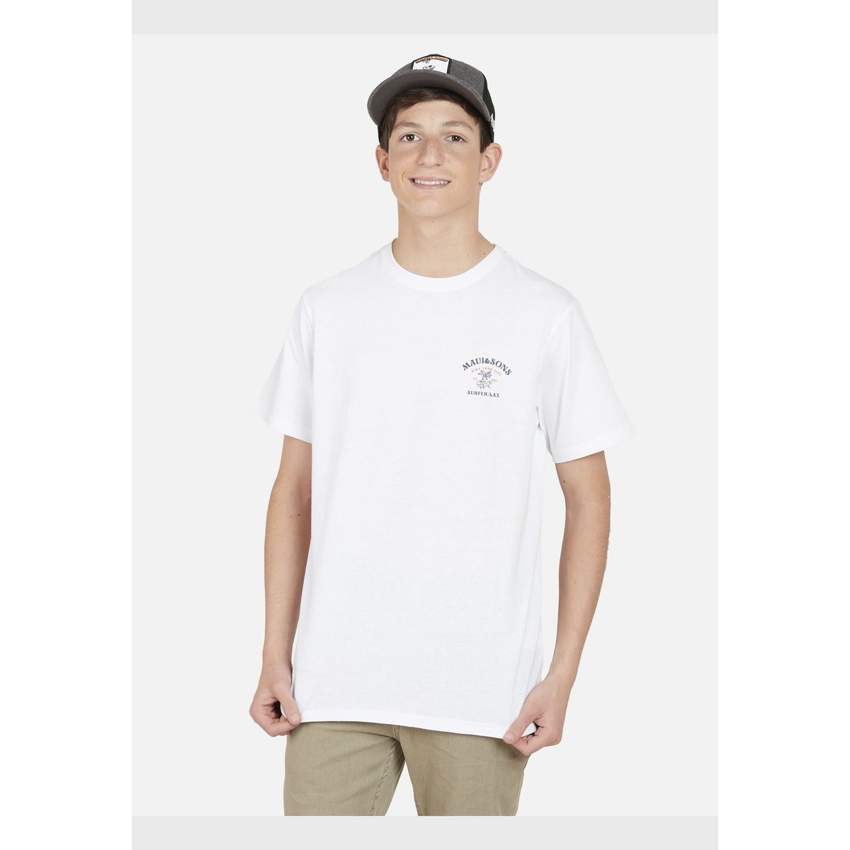 MAUI AND SONS - Polera SURFER/LAX Juvenil Blanco Maui and Sons
