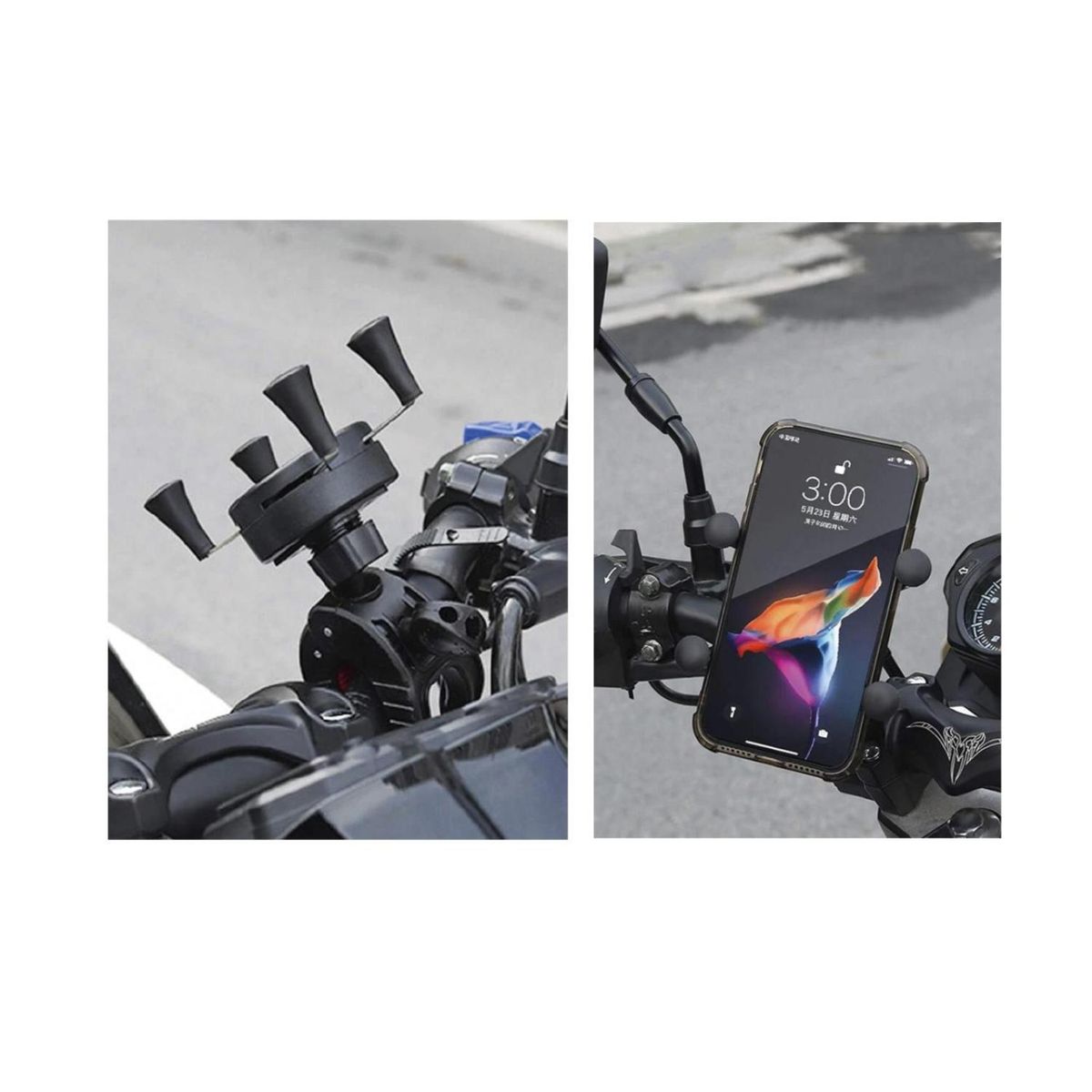 DBLUE - Soporte Smartphone 4 a 6.5 Pulgadas Para Manilla de Moto