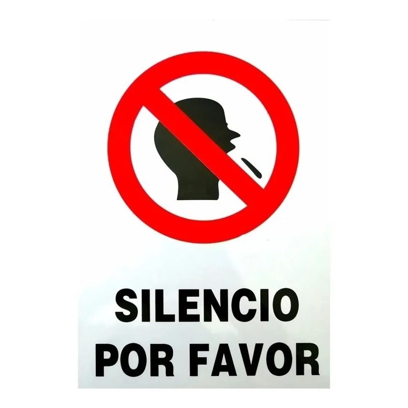 GENERICO - Señaletica Silencio Por Favor Letrero Silencio Favor 20x30cm