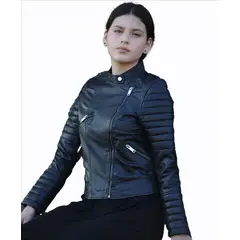 GENERICO - CHAQUETA CUERO MUJER MANGA LARGA CUELLO MAO