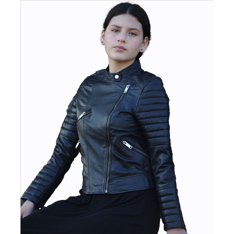 GENERICO - CHAQUETA CUERO MUJER MANGA LARGA CUELLO MAO