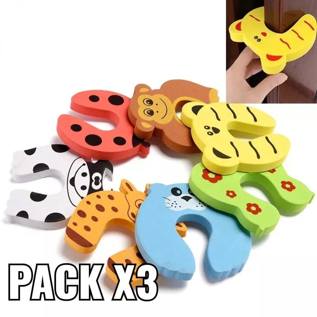 GENERICO - Pack x3 Protector Seguridad Puertas Cajones Niños Bebes