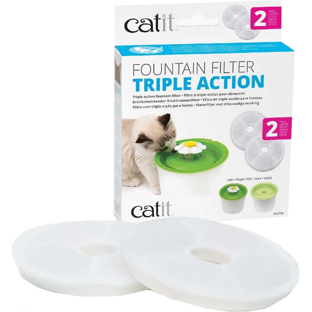 CATIT - Filtro Catit Fuente Agua Flor 3 litros (2 Unidades) Gato.
