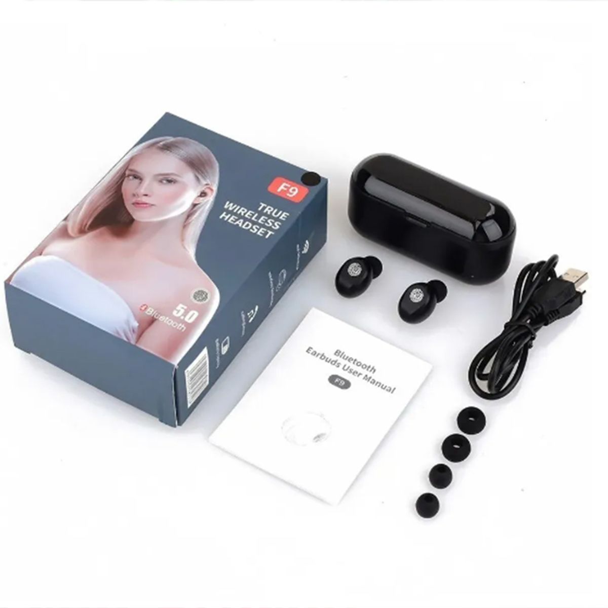 STARTECHOFFICE - Audífonos inalámbricos Bluetooth In-Ear F9 VERSION 5 IPX-5 60 mAh Auricular 2000 mAh Caja