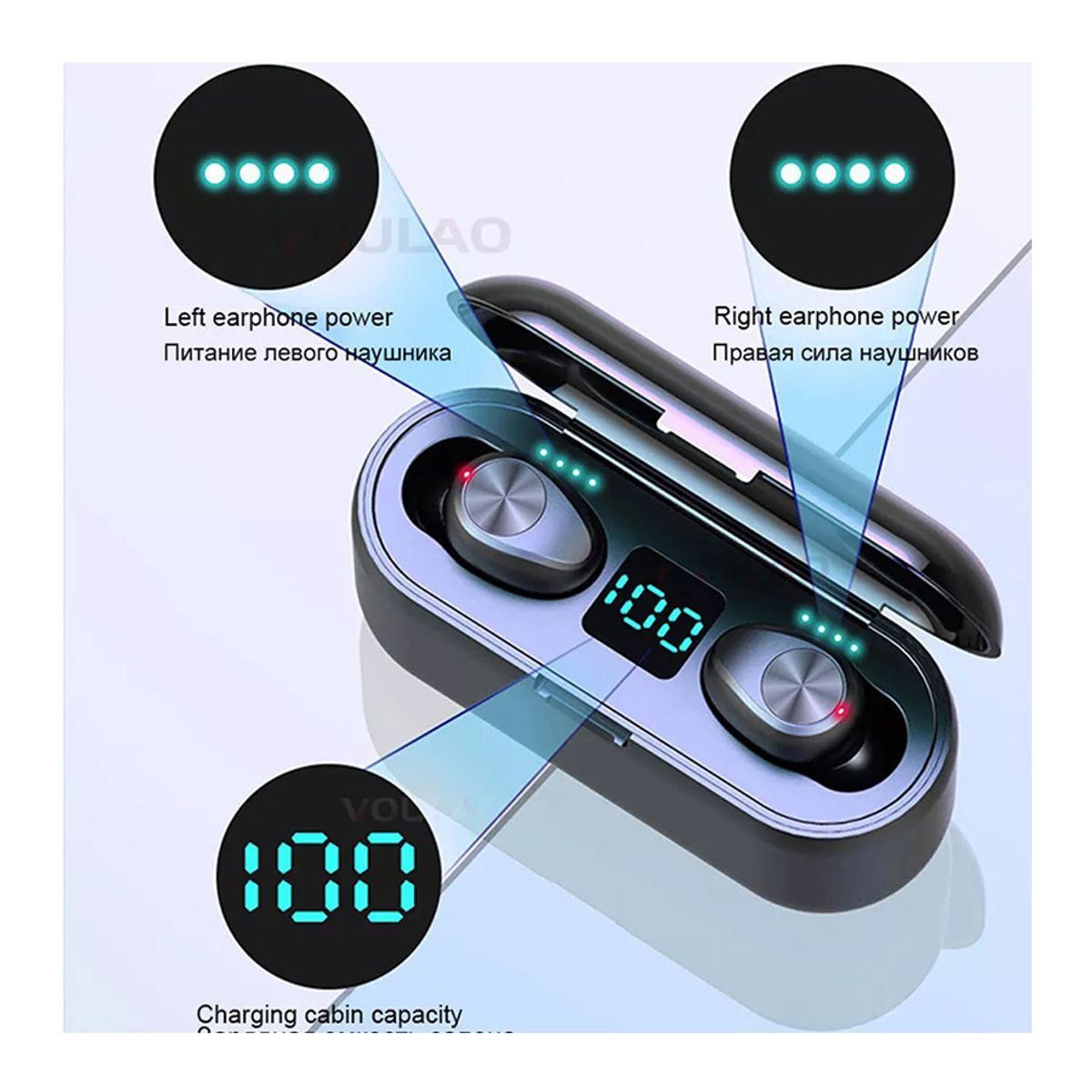 STARTECHOFFICE - Audífonos inalámbricos Bluetooth In-Ear F9 VERSION 5 IPX-5 60 mAh Auricular 2000 mAh Caja