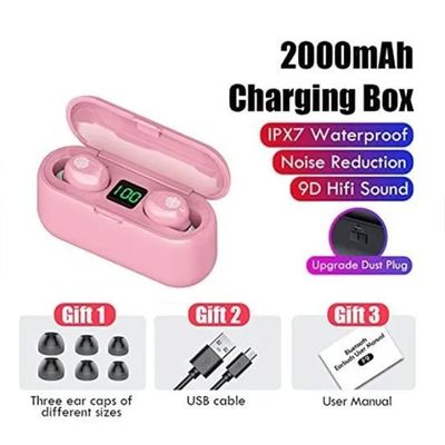 Imagen 2 del producto Audífonos inalámbricos Bluetooth In-Ear F9 VERSION 5 IPX-5 60 mAh Auricular 2000 mAh Caja