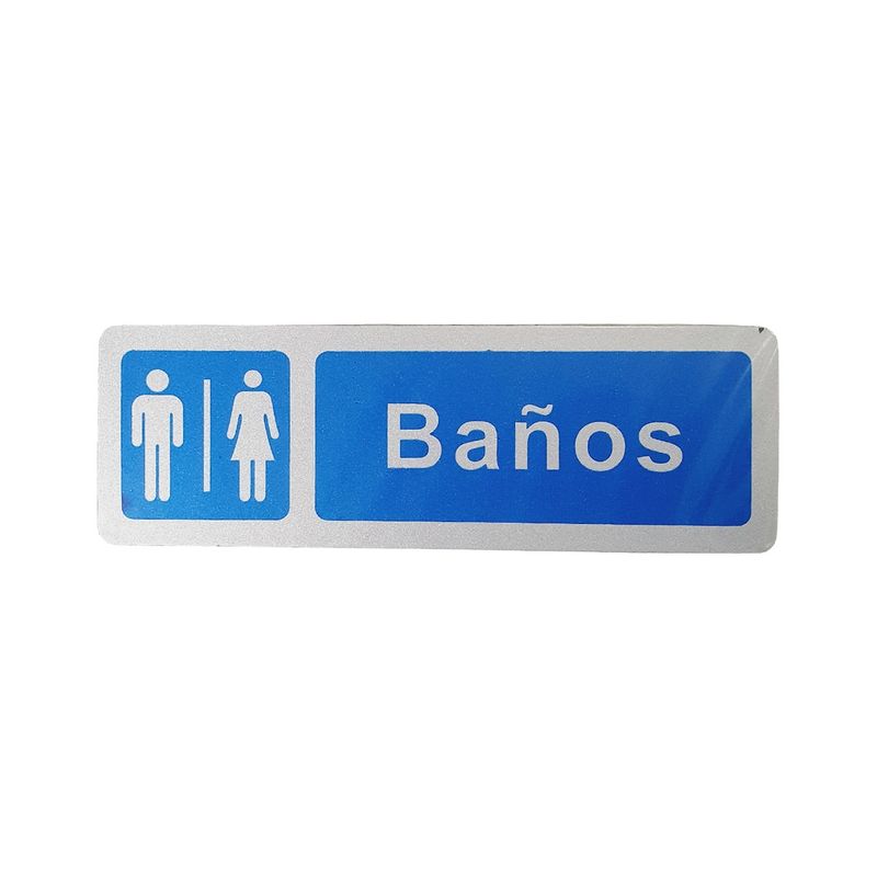 GENERICO - Señalética Adhesiva Metálico Letrero BAÑOS 6cm X 18cm