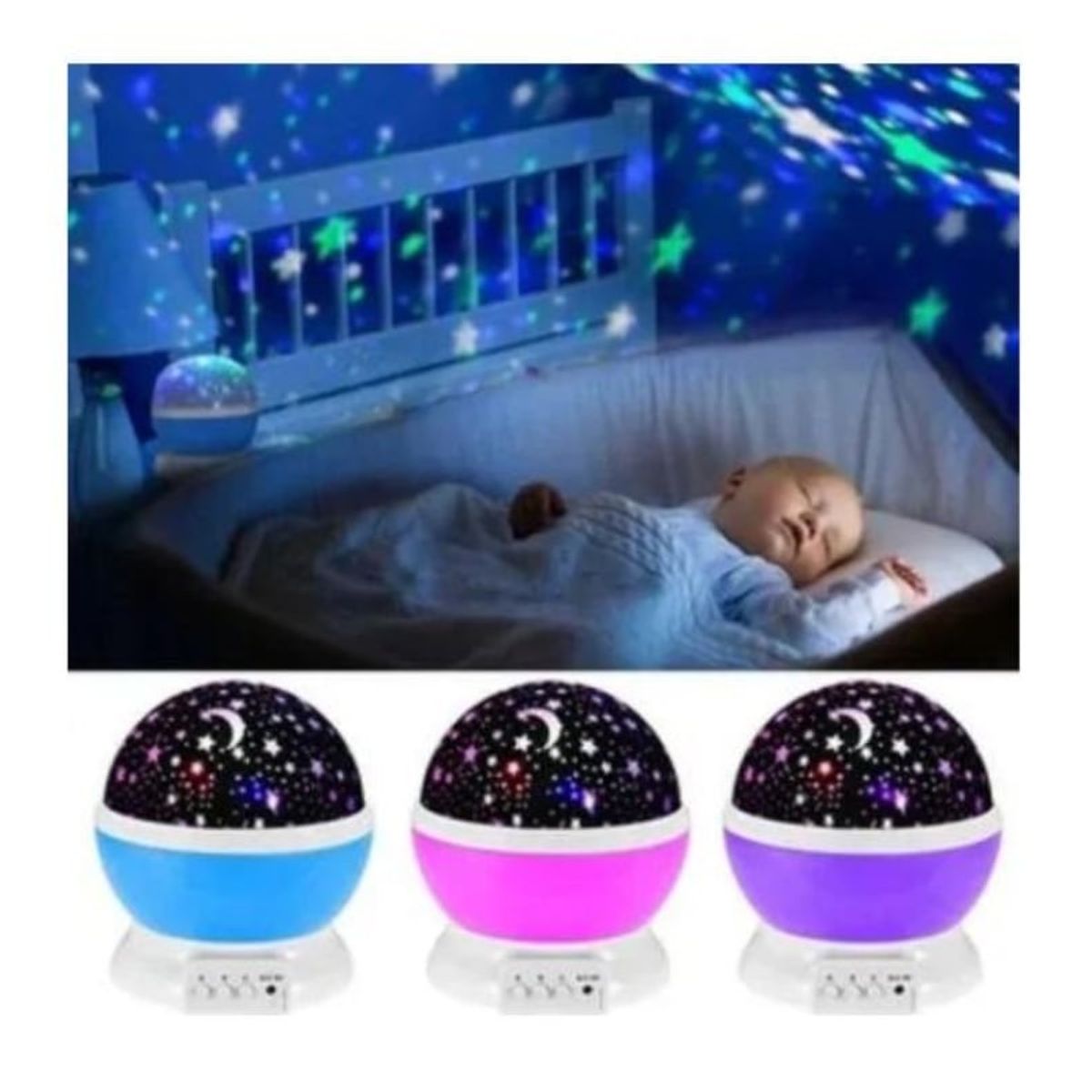 GENERICO - LÁMPARA PROYECTOR LUZ ESPANTA CUCOS 2 - CELESTE