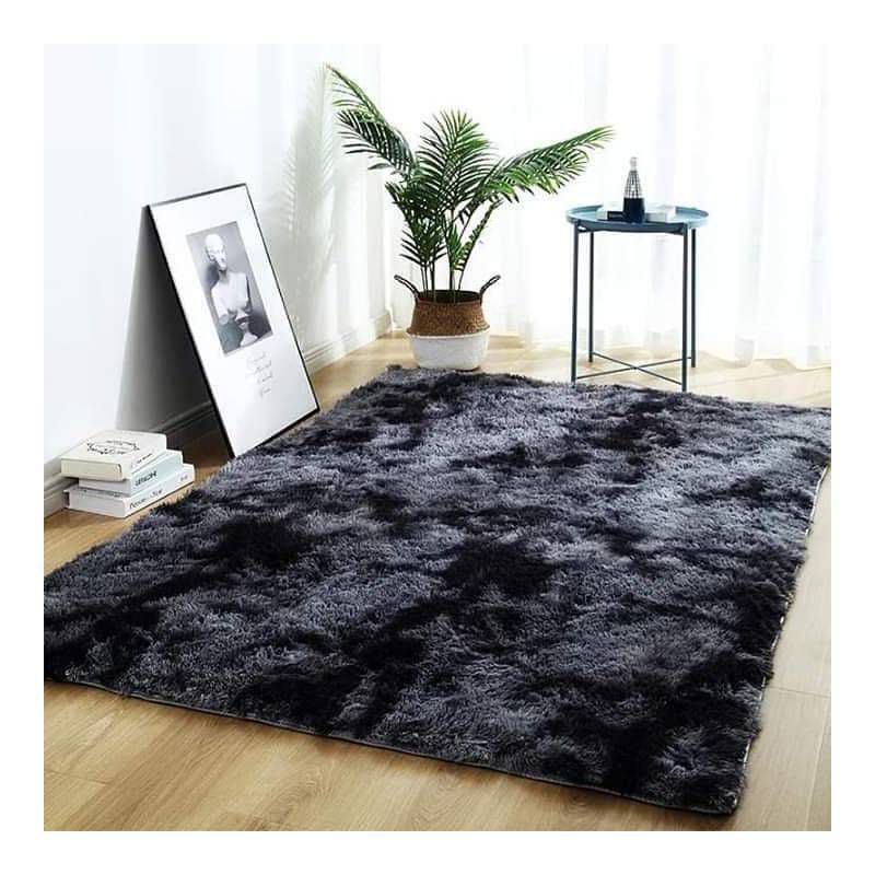 GENERICO - Alfombra peluda 1.8 x 2 M - Negro Jaspeado