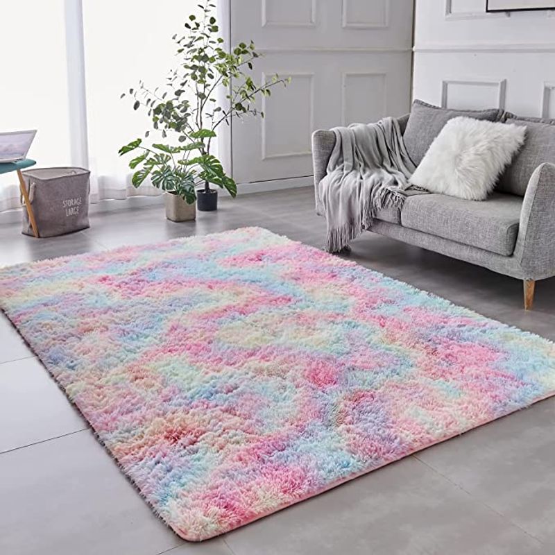 GENERICO - Alfombra peluda 1.8 x 2 M - Multicolor Jaspeado