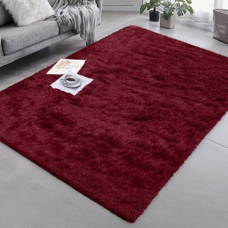 GENERICO - Alfombra peluda 1.8 x 2 M - Burdeo Liso