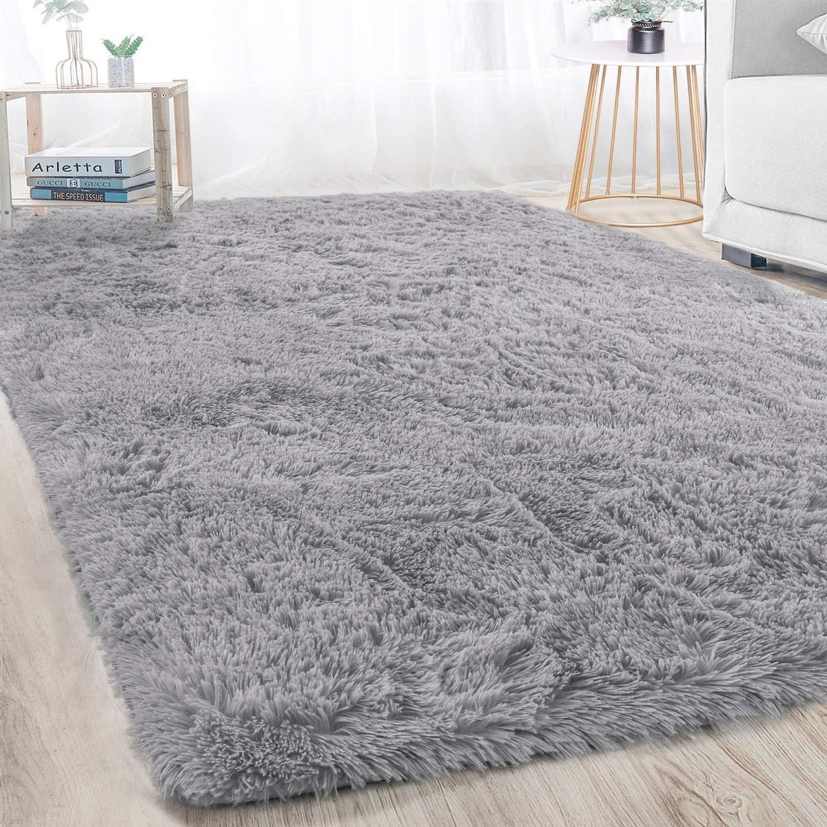 GENERICO - Alfombra peluda 1.8 x 2 M - Gris Liso