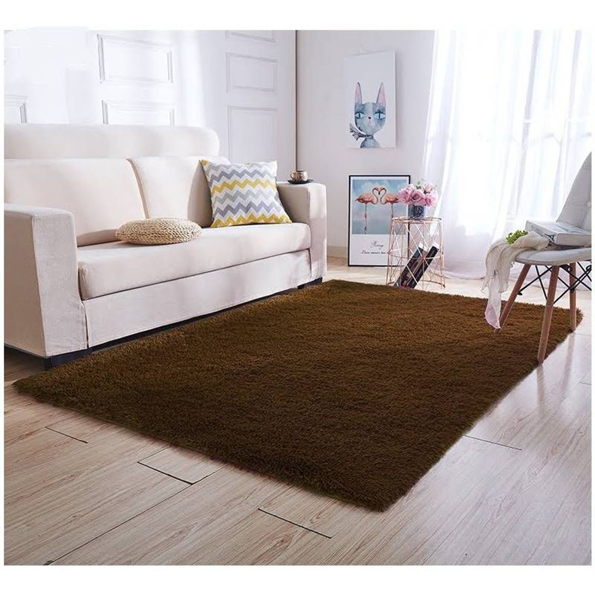GENERICO - Alfombra peluda 1.8 x 2 M - Café Liso