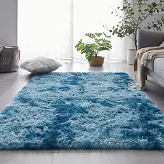GENERICO - Alfombra Peluda 2 x 2.4 m - Azul Petróleo Jaspeado