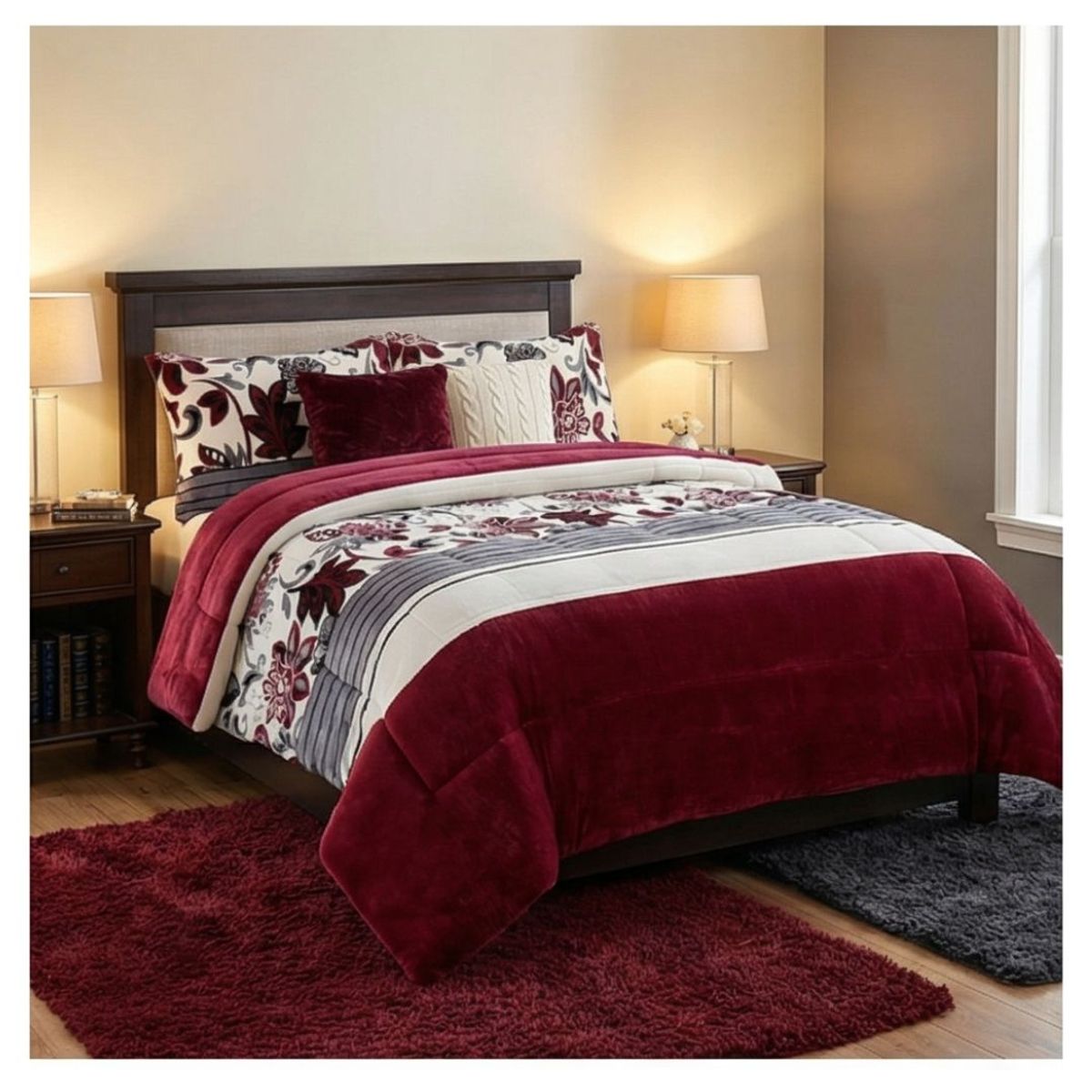 GENERICO - Cobertor Chiporro Invierno 2 Plazas - Burdeo Hojas M1522