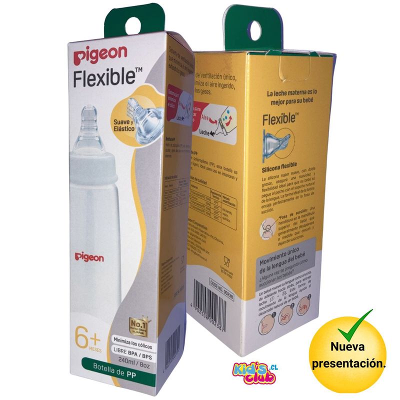 PIGEON - MAMADERA PIGEON FLEXIBLE BOCA ESTANDAR 240 ml.