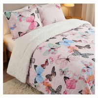 Cubrecama Sherpa 1.5 Plazas - Rosado Mariposa M902