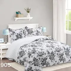 GENERICO - Cubrecama Sherpa 2 Plazas - Blanco Gris Hojas M905