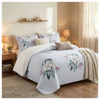 Cubrecama Sherpa King - Gris Flores M907