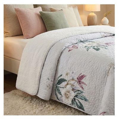 Imagen 2 del producto Cubrecama Sherpa King - Gris Flores M907