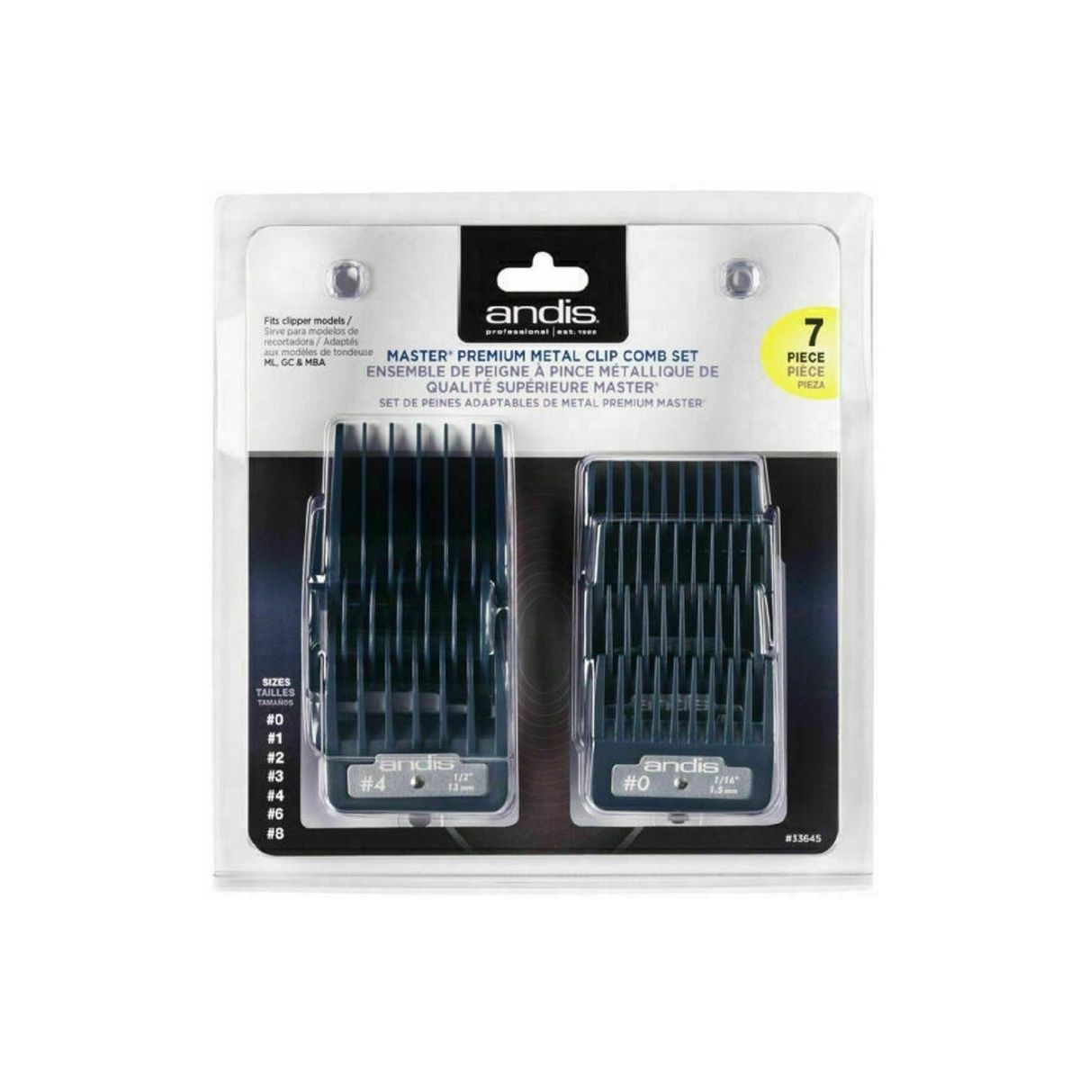ANDIS - Juego De 7 Peines De Metal Para Andis Maquina Cortar Pelo ANDIS