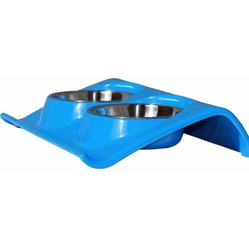 MASCAN - Plato Melamina Z Doble Azul Para Perro S Mascan