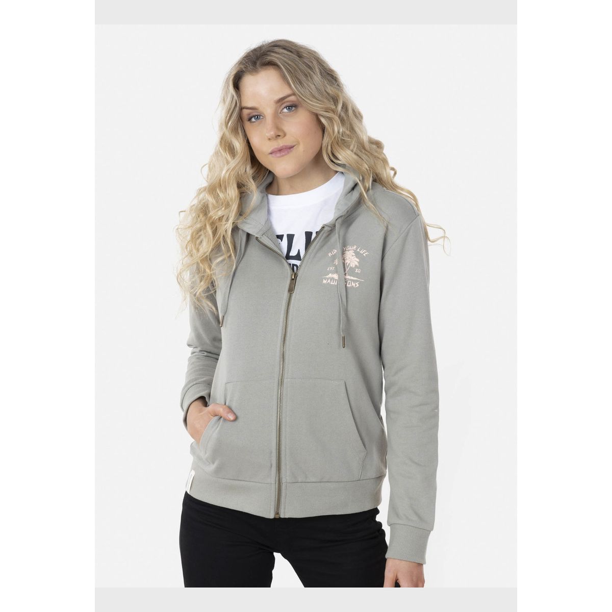 MAUI AND SONS - Poleron Fullzipper PEACH PALM FZ Mujer Verde Maui and Sons