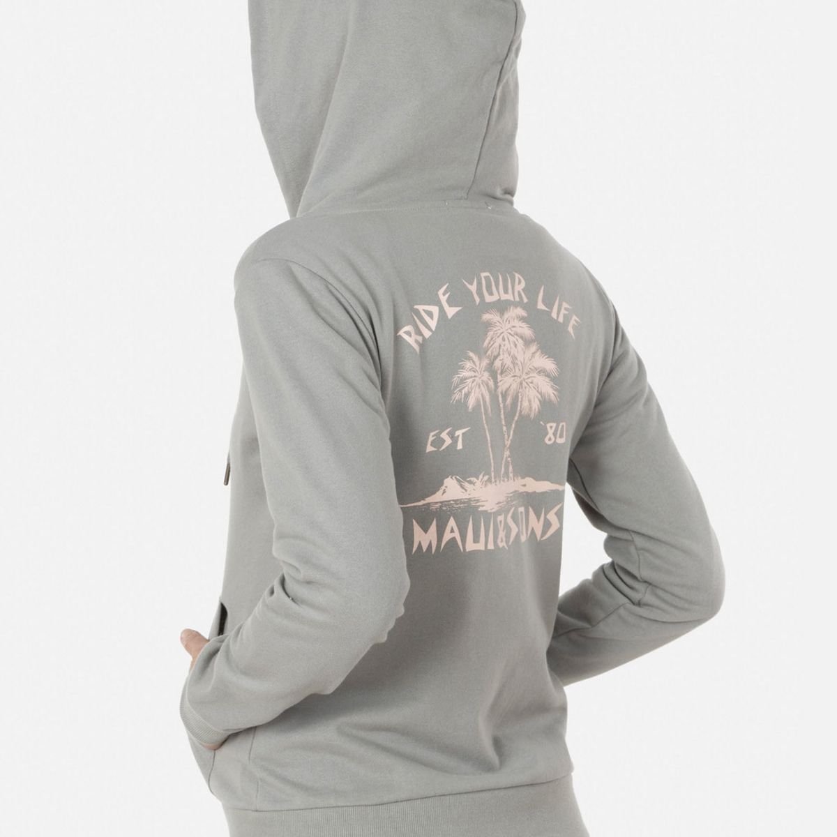 MAUI AND SONS - Poleron Fullzipper PEACH PALM FZ Mujer Verde Maui and Sons